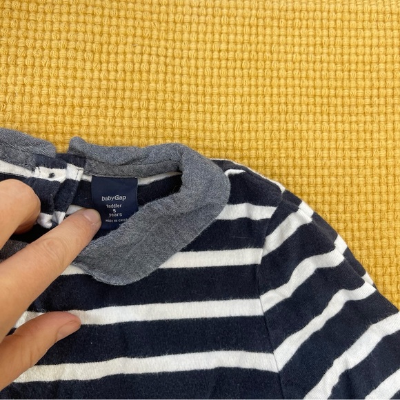 BabyGAP blue and white striped long sleeve dress with denim collar - Picture 5 of 7